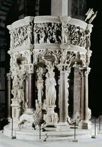 PISANO, Giovanni (1240-1320). Pulpit. 1302-1311. ITALY. Pisa. Cathedral. Renaissance art. Trecento. Relief on marble. AISA/Everett Collection**US SALES ONLY**