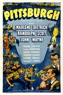 Wayne Prints: PITTSBURGH, clockwise from right: John Wayne, Randolph Scott, Marlene Dietrich, 1942