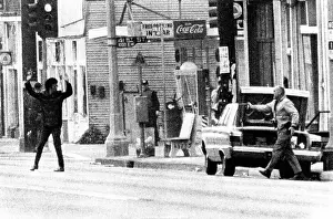 Black Panthers Prints: A plainclothes policemen arrests an African American leaving Los Angeles Black Panther headquarters