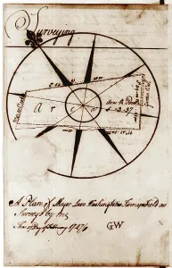 Surveying Prints: A plan of Major Lawrence Washington's turnip field as survey'd by me
