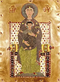 Bizantium Prints: Plaque depicting an enthroned Virgin Mary (Theotocos Virgin)