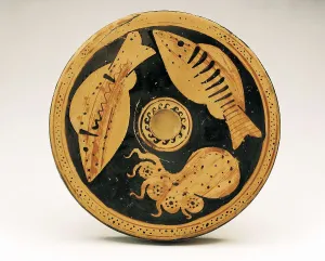 Etruria Prints: Plate with octopus and fishes. ca