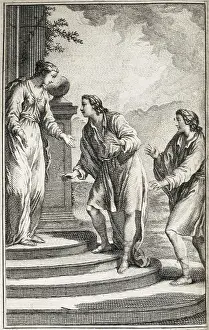 Plautus 254 184 Bc Prints: Plautus (254-184 BC). Illustration of an edition of Plautus 'Comedies' (1759)