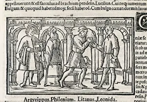 Plautus 254 184 Bc Prints: Plautus (254-184 BC). Illustration of a scene from the third act of the work 'Asinaria'