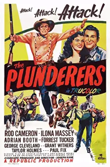 Cameron Prints: THE PLUNDERERS, US poster, top right from left: Rod Cameron, Ilona Massey, 1948
