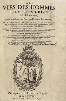 Fine Art Prints: PLUTARCH (45-125). Frontispiece of a French edition of the work 'Life of the Noble Greeks and Romans'