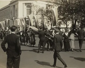 Militants Prints: Police confront a line of National Woman's Party pickets and seize their banners on Constitution Avenue