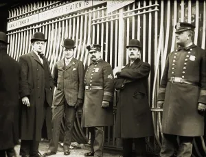 Panic Prints: Police guard a failed bank from panicked depositors in New York City's Little Italy in 1908