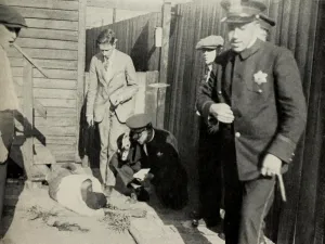 Chicago Prints: Police at the murder scene of an African American man during 1919 Chicago Race Riot