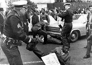 Police Prints: Police remove demonstrators from traffic at City Hall in Birmingham