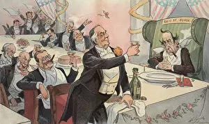 Tuxedos Prints: Political cartoon about the presidential elections, from PUCK Magazine, Nov. 28, 1900