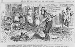 Sanitation Prints: Political cartoon protesting the ineffective methods of the New York City Street cleaning