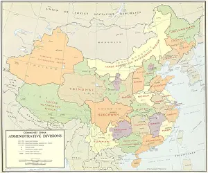 China Prints: Political map of Communist China Administrative Divisions