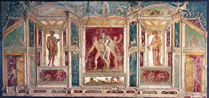 Polychrome Stucco, by unkown artist, 62-79, 1st Century A.D. ripped fresco, 285 x 159 cm - Italy, Campania, Naples, National Archaeological Museum, Room LXXII, inv. 9596