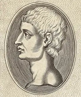 POMPEY The Great (106-48 BC). Bust of Pompey included in the book "Illustrium imagines" (1606). Engraving. SPAIN. Madrid. National Library