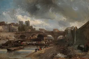 Bridges Prints: The Pont Neuf, by Johan Barthold Jongkind, 1849-50, Dutch realist painting, oil on canvas