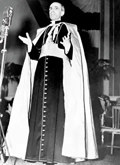 1930s Candid Prints: Pope Pius XII, (1876-1958), giving a speech at the Catholic University