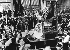 Vatican Prints: Pope Pius XII in procession to take formal possession of the Church of St
