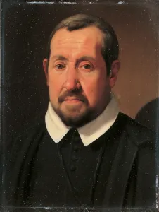 Portrait of Antonio Olgiati, by Daniele Crespi, 1620 - 1625 about, 17th Century, oil on panel, cm 45, 6 x 34, 5 - Italy, Lombardy, Milan, Koelliker Collection. All. Front close up