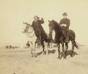 Miles Prints: Portrait of Buffalo Bill and General Miles, viewing the Hostile Indian Camp in Jan. 1891