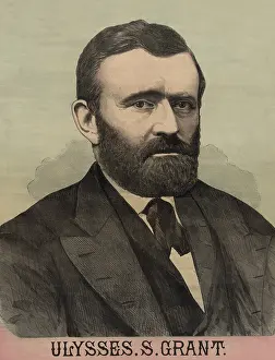 Sideburns Prints: Portrait from a campaign banner for the 1872 Republican presidential campaign when President Grant was running for a
