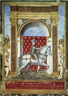 Sforza Prints: Portrait of Francesco Sforza belonging to the work by Giovanni Simonetta 'Comentarii Rerum Gestarum Francisco