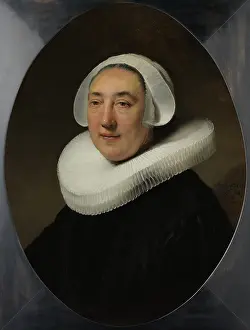 Ruff Prints: Portrait of Haise van Cleyburg, by Rembrandt van Rijn, 1634, Dutch painting, oil on panel