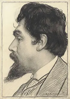 Symbolist Prints: Portrait of Jan Toorop, by Hendrik Johannes Haverman, 1899, Dutch drawing, chalk on paper