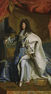 1700s Prints: Portrait of Louis XIV, by Hyacinthe Rigaud studio, 1701, French painting, oil on canvas