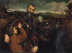 Lcgrfa1710 Prints: PORTRAIT OF A MAN IN ARMOR WITH TWO PAGES