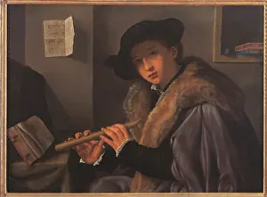 Instrument Prints: Portrait of musician with flute or The flute player