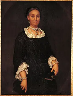 Lace Prints: Portrait of noble woman with book