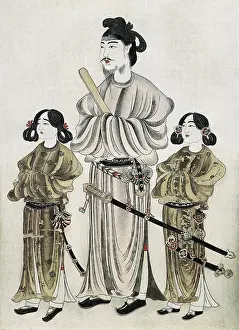 Samurai Prints: Portrait of Shotoku Taishi and his daughters
