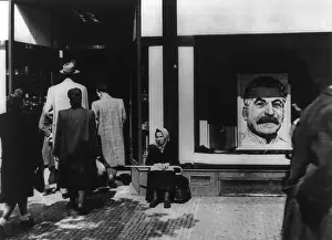 Prague Prints: Portrait of Stalin in Prague store window at the time of the Communist coup d'etat of February 1948