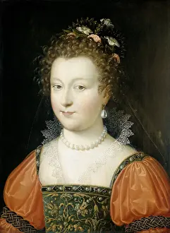 Embroidery Prints: Portrait of a Woman, by Anonymous, 1550-74, Netherlandish painting, oil on panel