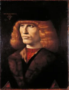Medium Length Hair Prints: Portrait of a Young Man, by attributed De Predis Giovanni Ambrogio