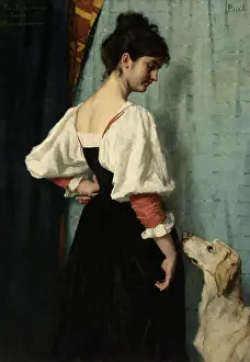 Backdrop Prints: Portrait of a Young Woman, with Puck the Dog