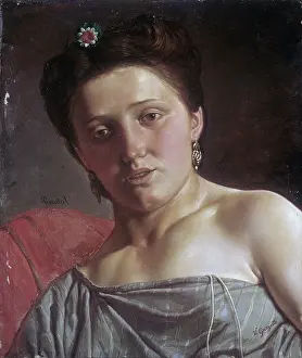 Sofa Prints: Portrait of a Young Woman, by Vincenzo Gazzotto