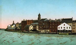 Skyline Prints: Portsmouth, N.H. Rivermouth Landing. color halftone, ca. 1905