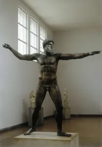 The Poseidon of Artemision. 460 BC. Classical Greek art. Sculpture on bronze. GREECE. Athens. National Museum of Archaeology. Proc: GREECE. EUBOEA