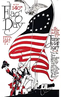 Holiday Prints: Poster for 140th flag day, 1777-1917