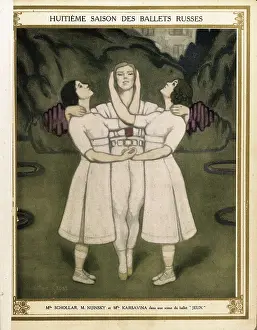 Dancers Prints: Poster of 'Ballets Russes' in a scene of Claude Debussy's 'Jeux'