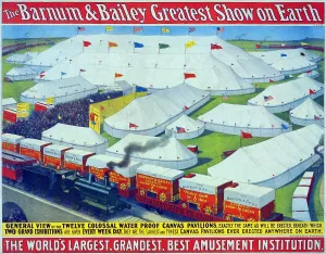 Barnum Prints: Poster for Barnum & Bailey circus with general view of main tent