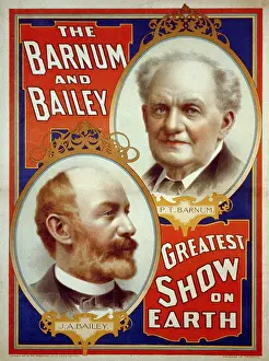 Barnum Prints: Poster for Barnum & Bailey Greatest Show on Earth with portrait of P