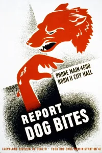 Graphic Design Prints: Poster for the Cleveland Division of Health encouraging dog bite victims to report dog bites to the proper authorities