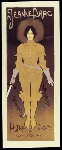 Joan Of Arc Prints: Poster of a clothes shop advertising the Joan of Arc's dress in Carcassone (1896); by Georges de Feure