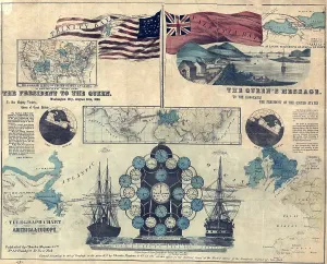 Telegraph Prints: Poster commemorating the celebration in 1858 of the new Atlantic cable with the text of telegraph messages between