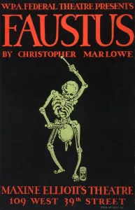 Drum Prints: Poster for Faustus, text reads: W