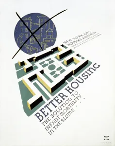 Graphic Design Prints: Poster promoting better housing as a solution for high rates of infant mortality in the slums