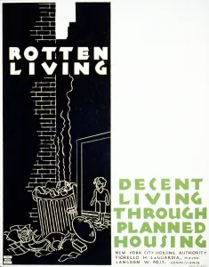 Graphic Design Prints: Poster promoting planned housing as a solution to better living conditions in cities